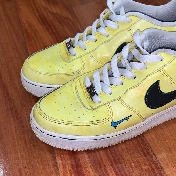 Nike Other - Nike Bright Yellow and Black peace love Air Force 1 Sneakers size 7y